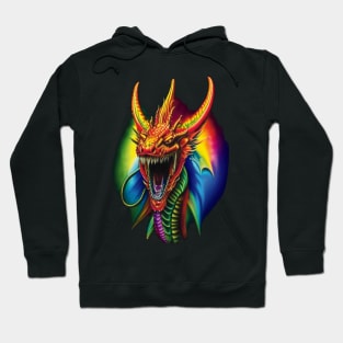 Dragon Head Roaring Through Prismatic Portal Hoodie